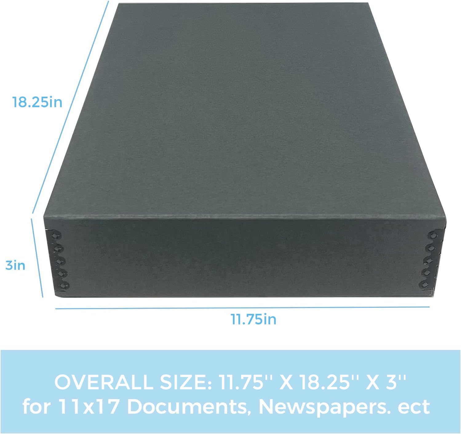 Lineco, Gray 11X17 Museum Storage Box Removable Lid And Drop Front Design. Archival With Metal Edge. Preserve Longevity, Store Photos, Documents, Crafts, Cards, Magazines, Prints, Diy, Pack Of 2