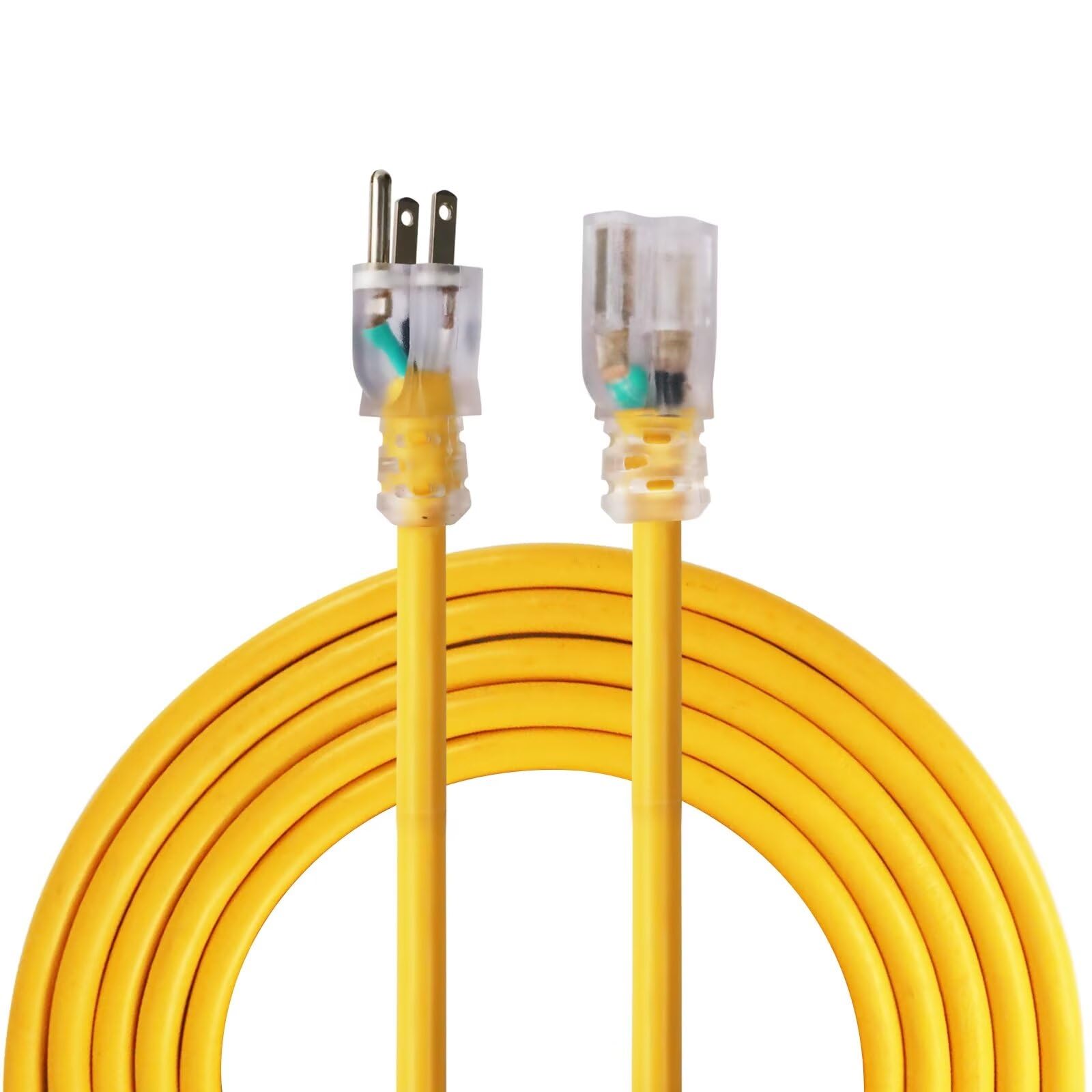 Ultra Explorer Indoor Extension Cord Waterproof 15 Ft, 12 Gauge Heavy Duty Yellow Extension Cord Sjtw, Flexible Cold Resistant 3