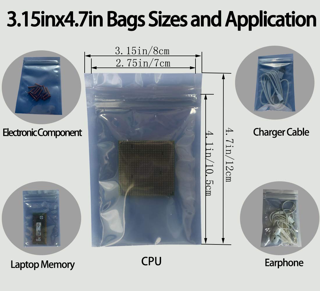 Daarcin Antistatic Bags,100Pcs 3.2X4.7In/8X12Cm Esd Bags With Labels For Hard Drive Hdd Esd Shielding Bags For Varieties Of Elec