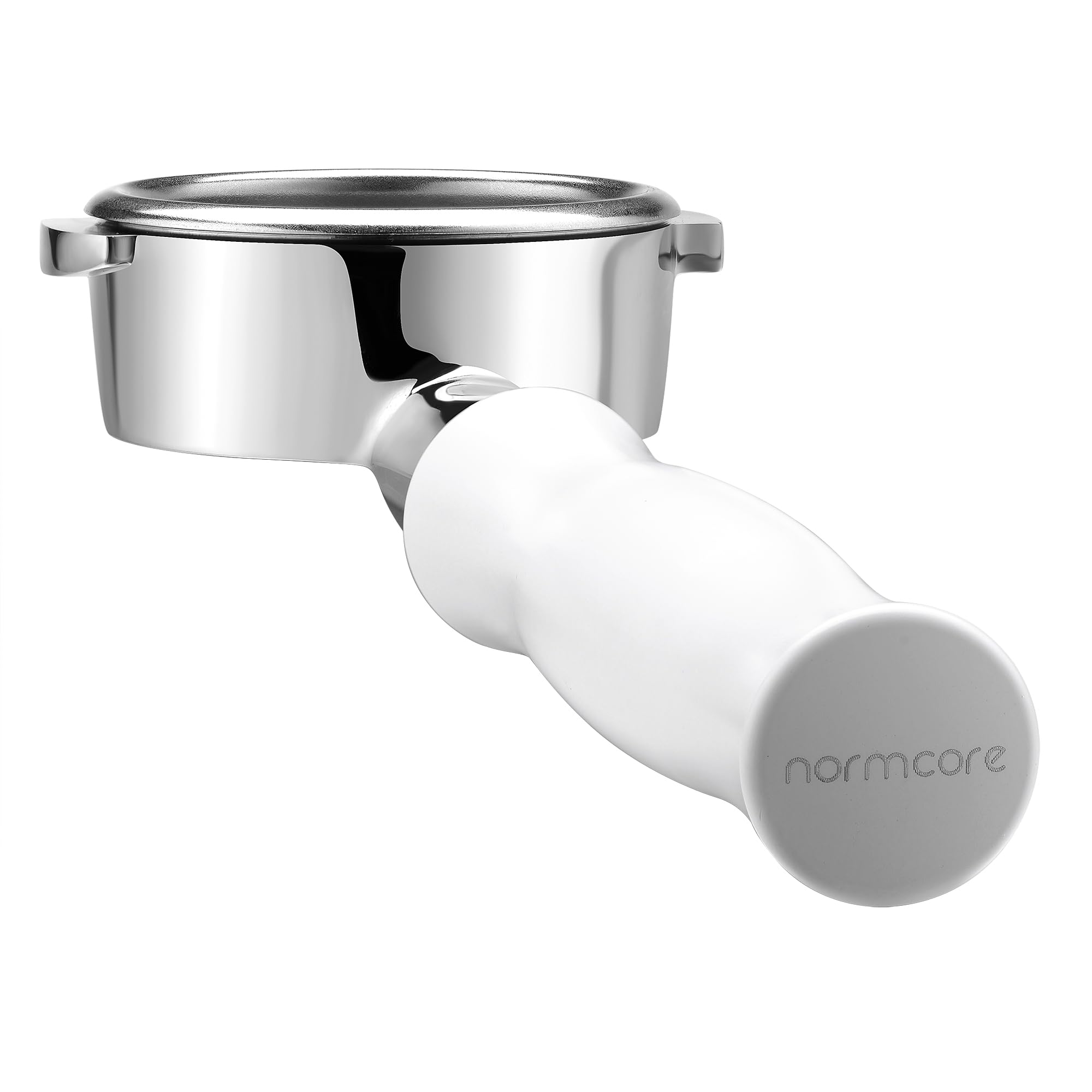 Normcore 58Mm Bottomless Portafilter   Bottomless Naked Portafilter   Non Stick Coating White   Compatible With E61 Groupheads,