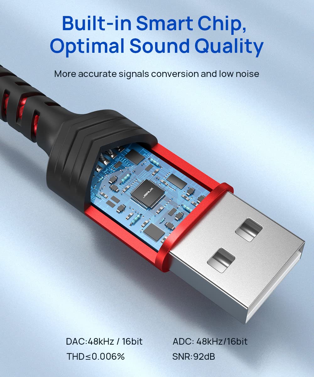 Jsaux Usb To 3.5Mm Jack Audio Adapter,Usb To Audio Jack Adapter Headset,Usb-A To 3.5Mm Trrs 4-Pole Female, External Stereo Sound