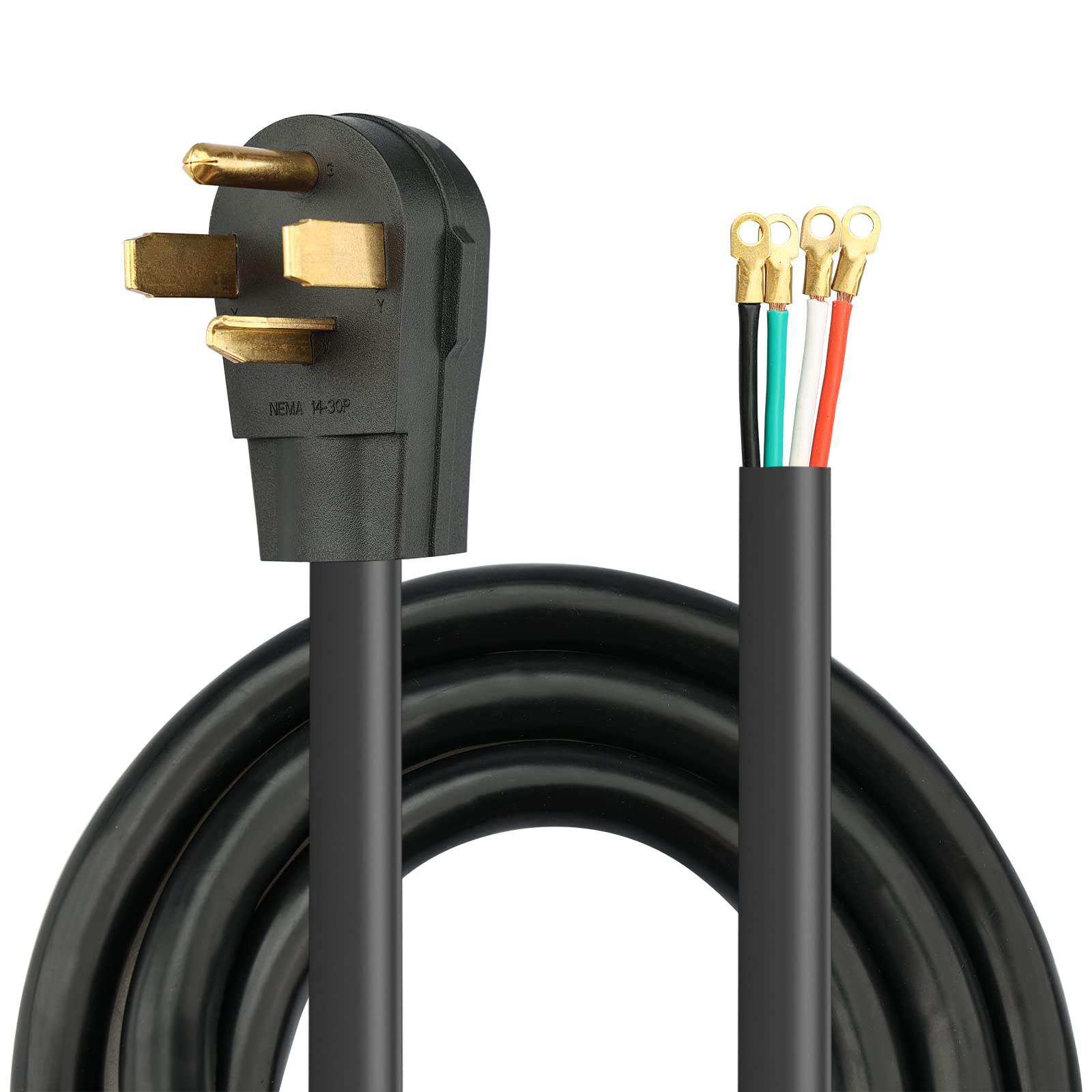 Rvmate 4 Prong Srdt Dryer Cord 5 Feet, 30 Amp Appliance Power Cord (Nema 14 30P To 4 Wire), 4 Wires With O Ring Terminal Connect