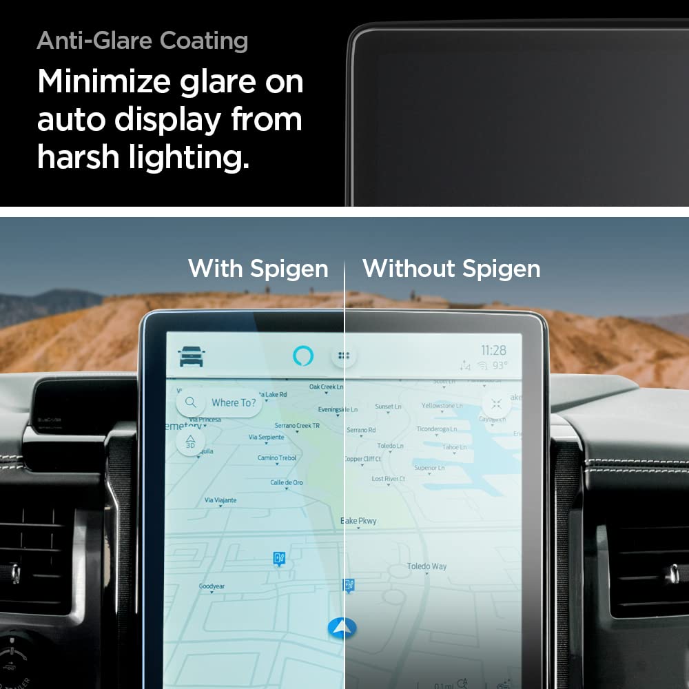 Spigen Tempered Glass Screen Protector [Glastr Slim] Designed For Ford F 150 Lightning, Expedition, Mustang Mach E 15.5 Inch Dashboard Touchscreen