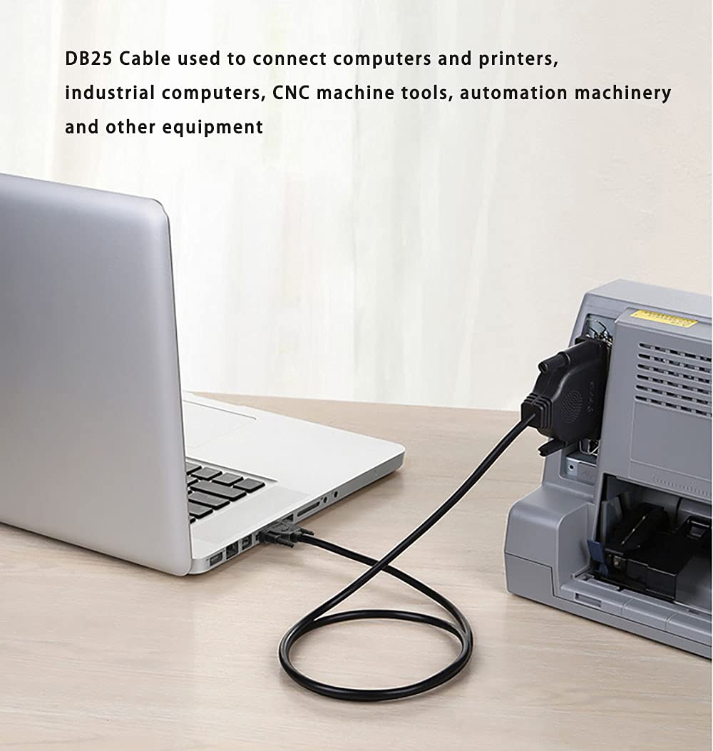 Juxinice Db25 Male To Male Cable 6Ft, 26Awg Tinned Copper Wires,Double Shielded With Foil &Metal Braid, D Sub 25 Pin Rs232 Serial Cable In Black