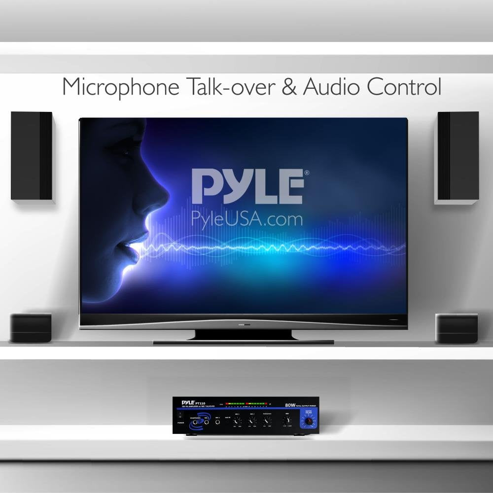 Pyle Home Compact Public Address Mono Amplifier - Professional 50W Mini Home Power Audio Sound Pa Speaker Receiver System W/ Rca