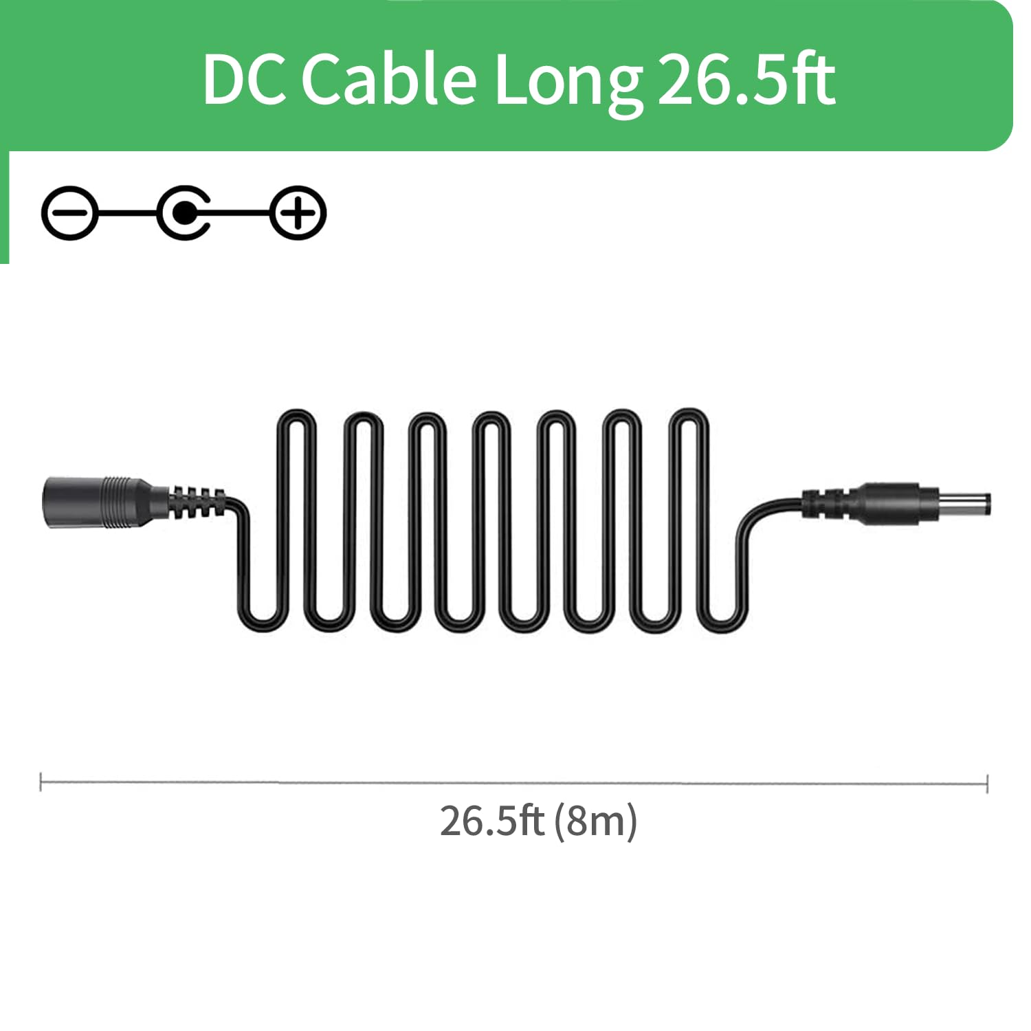 Security 01 26Ft 8M Dc Power Extension Cable For Security Camera Ip Wifi Camera,Dvr,Led Stripdc Extension Cord 5.5Mm X 2.1Mm,Bla