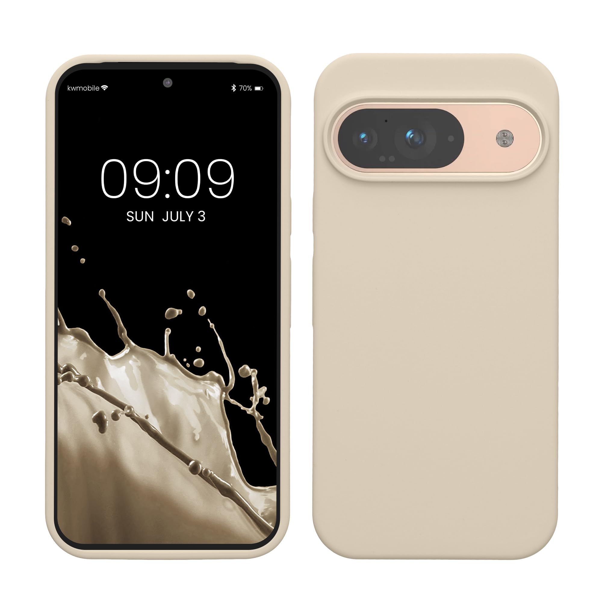 kwmobile Case Compatible with Google Pixel 9 / Pixel 9 Pro Case - TPU Silicone Phone Cover with Soft Finish - Cream