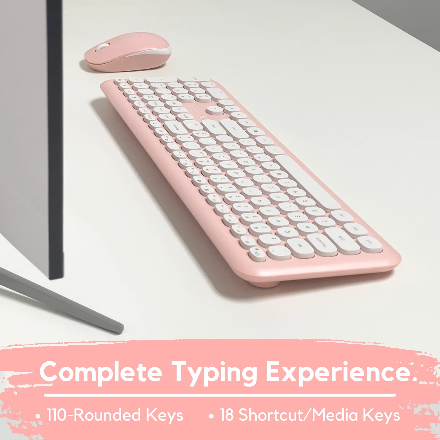 X9 Pink Keyboard And Mouse Wireless | Cute Wireless Keyboard And Mouse Combo   Transform Your Space With A Colorful Keyboard And Mouse Set For Pc Laptop And Chrome (Pink/White)