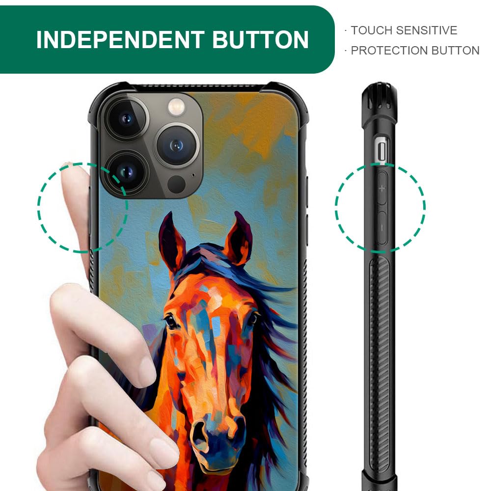 CARLOCA iPhone 13 Case Colorful Horse Graphic Shockproof Anti-Scratch Polycarbonate