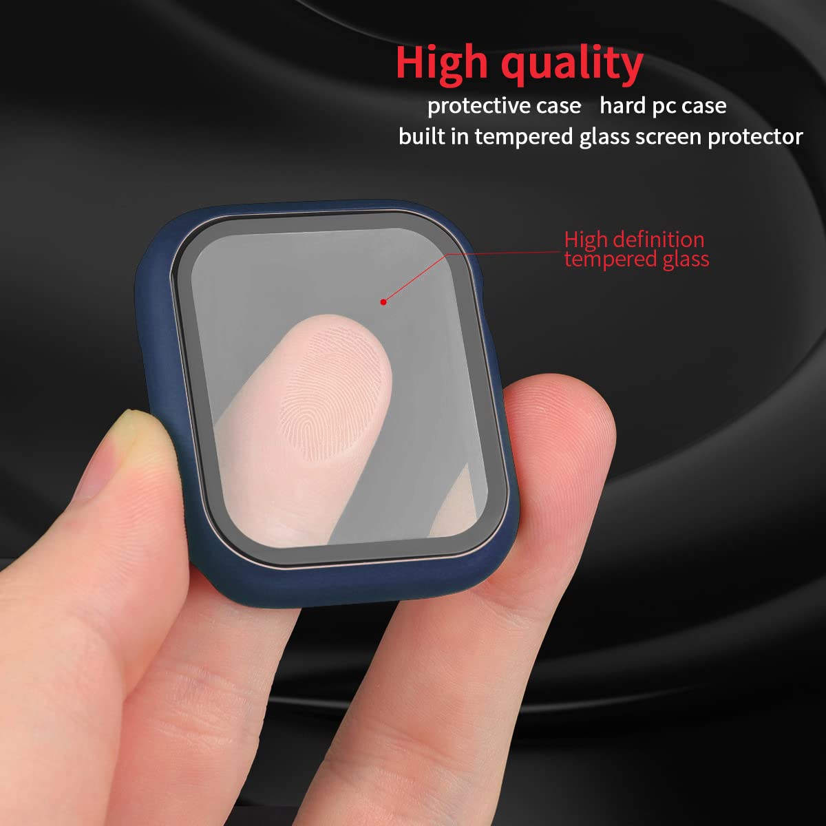Hankn 2 Pack Matte Blue 44Mm Case For Apple Watch Series 6 5 4 Se 44Mm Tempered Glass Screen Protector Case, Full Coverage Hard