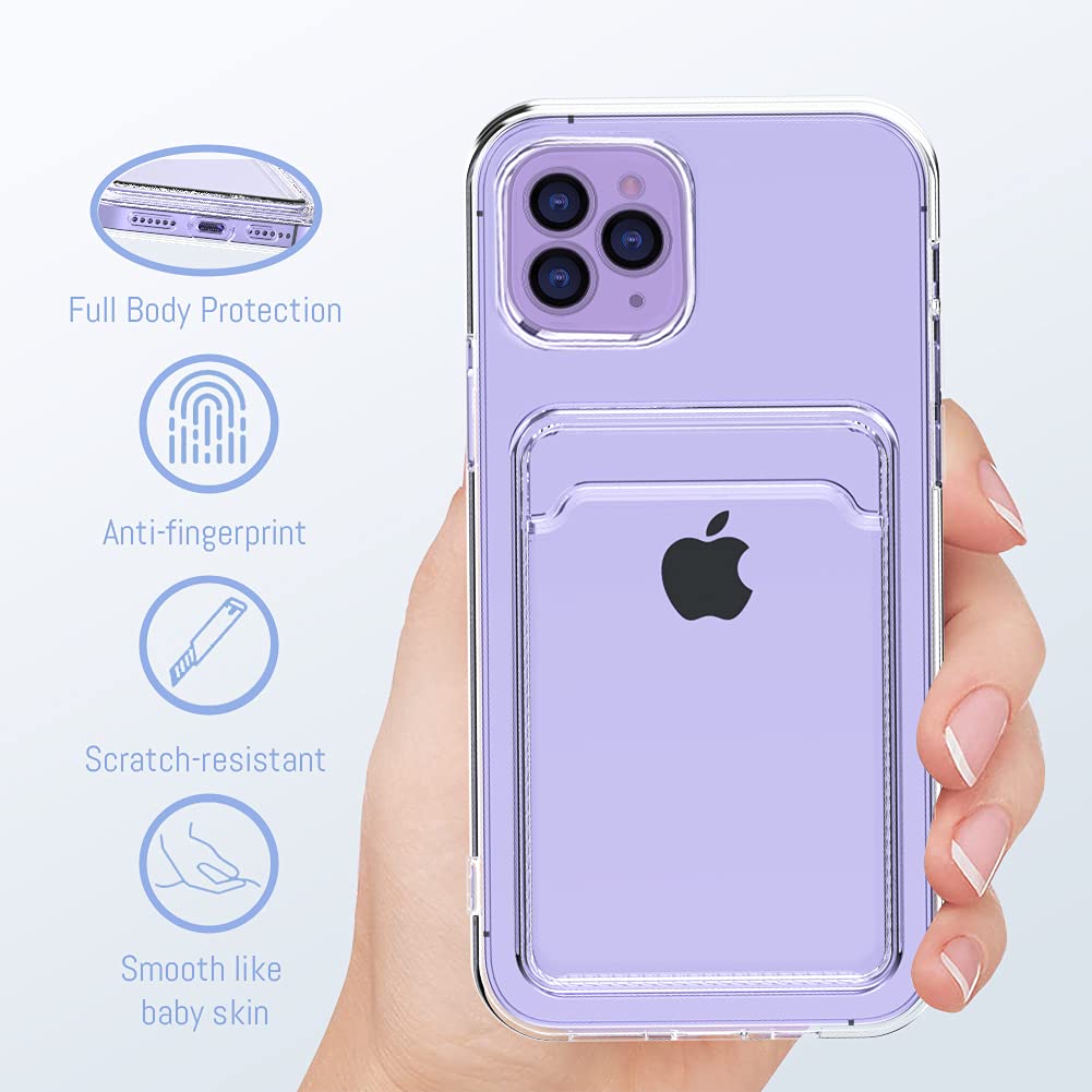 Mzelq Compatible With Iphone 13 Pro (6.1 Inch) Case, Card Holder Camera Protection Cover For Iphone 13 Pro + Screen Protector, C