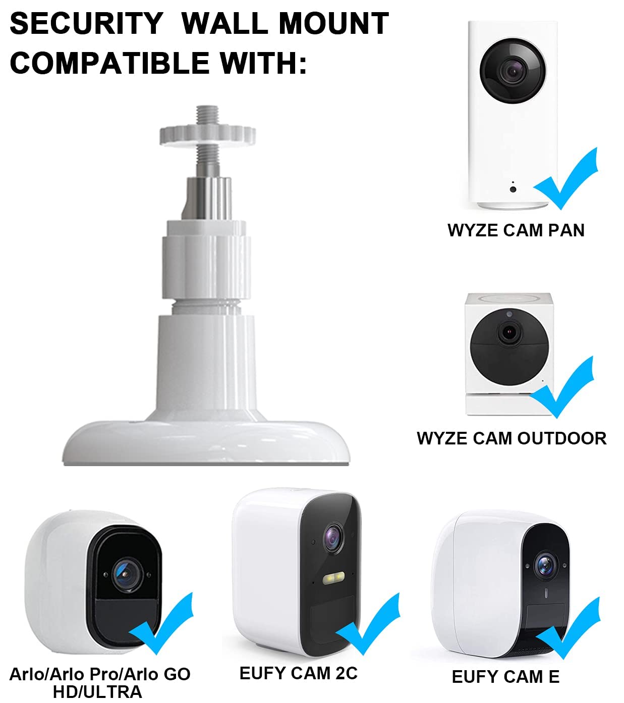 2Pack Adjustable Wall Mount Bracket Compatible With Ring Stick Up Cam & Ring Indoor Cam(1St Gen), Perfect View Angle For Ring Camera System