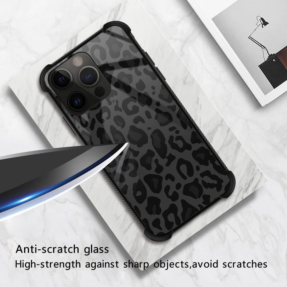 ZHEGAILIAN iPhone 14 Pro Max Military-Grade Protection Phone Case Black Grey Leopard