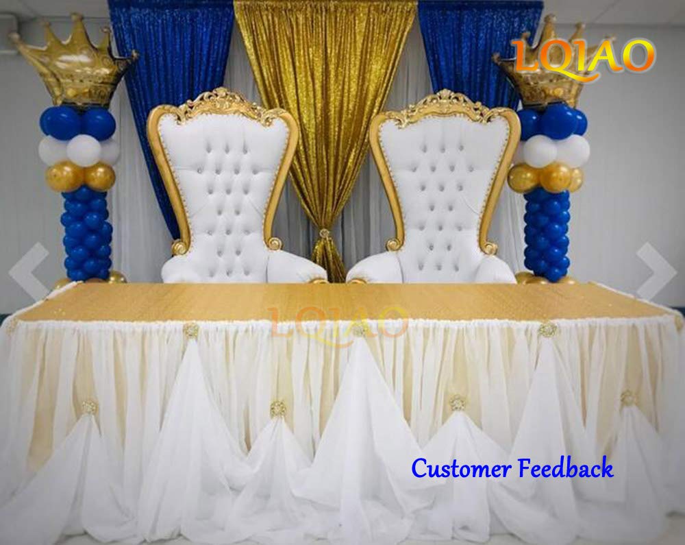 Lqiao Sequin Backdrop Curtain Panel 2X8Ft Gold,Sequin Photography Backdrop Curtain For Party/Home Curtain Decoration 1Pc, Pocket