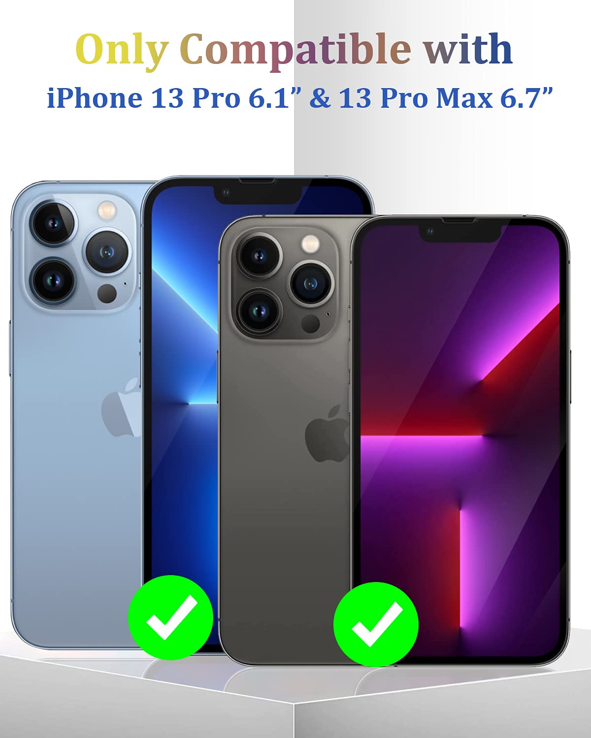 [2 Pack] Tamoria Compatible For Iphone 13 Pro / 13 Pro Max Camera Lens Protector Metal Plus Tempered Glass Camera Cover Support