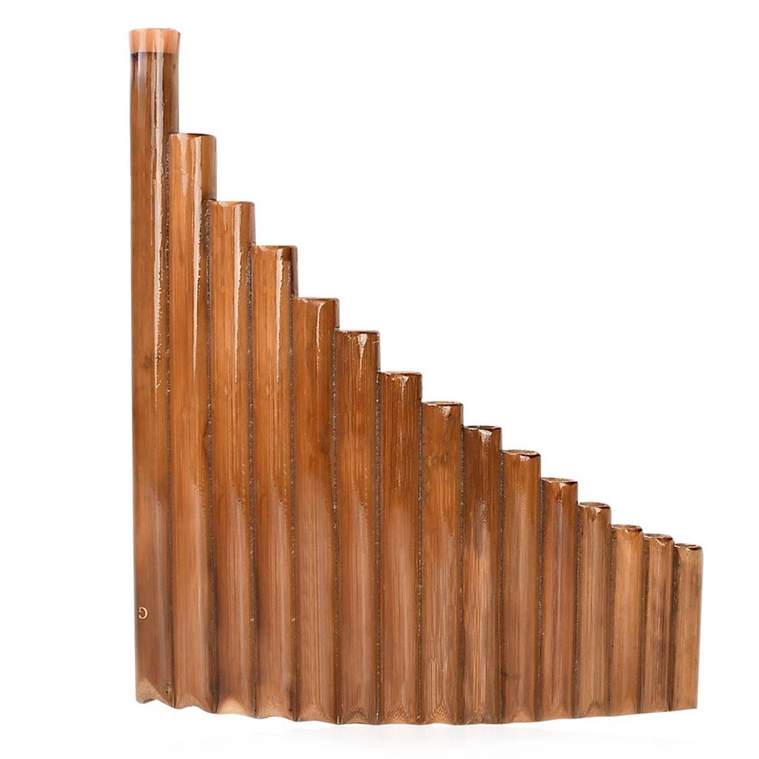 Ecomistiq Bamboo 15Pipe Pan Flute Tunable Pan Flute G Major Panpipes Curved For Beginners, Students, Music Lessons, Travel, Lef