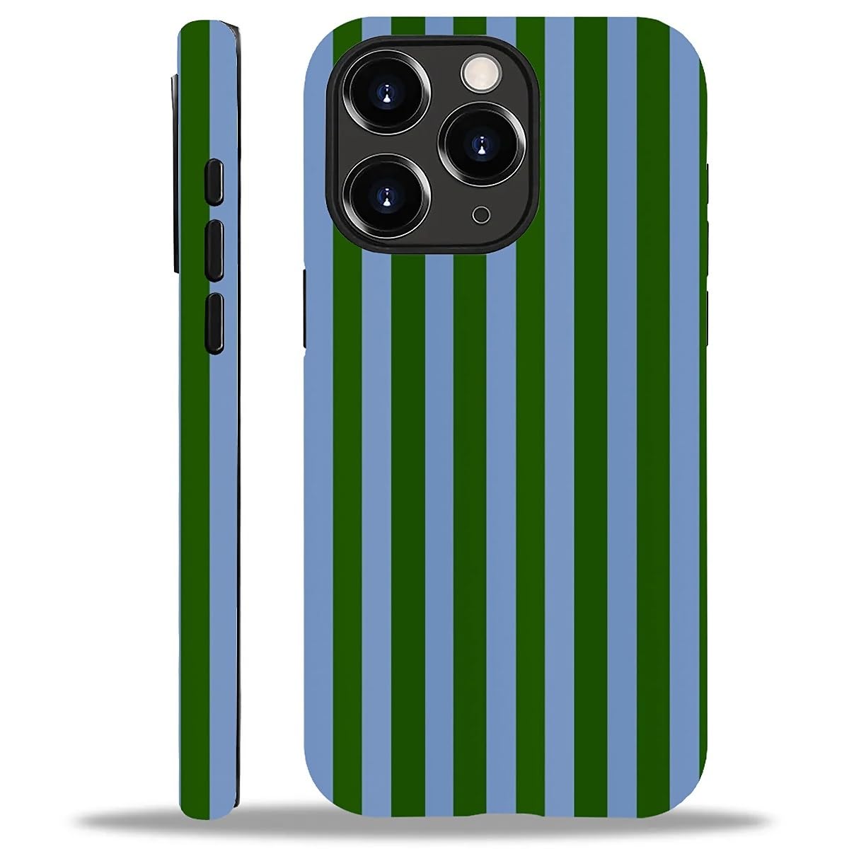 WANKBLC Compatible with iPhone 11 Pro Max Matte Case, Green and Blue Stripes Geometric Vertical Line Pattern for Girl Full Body 