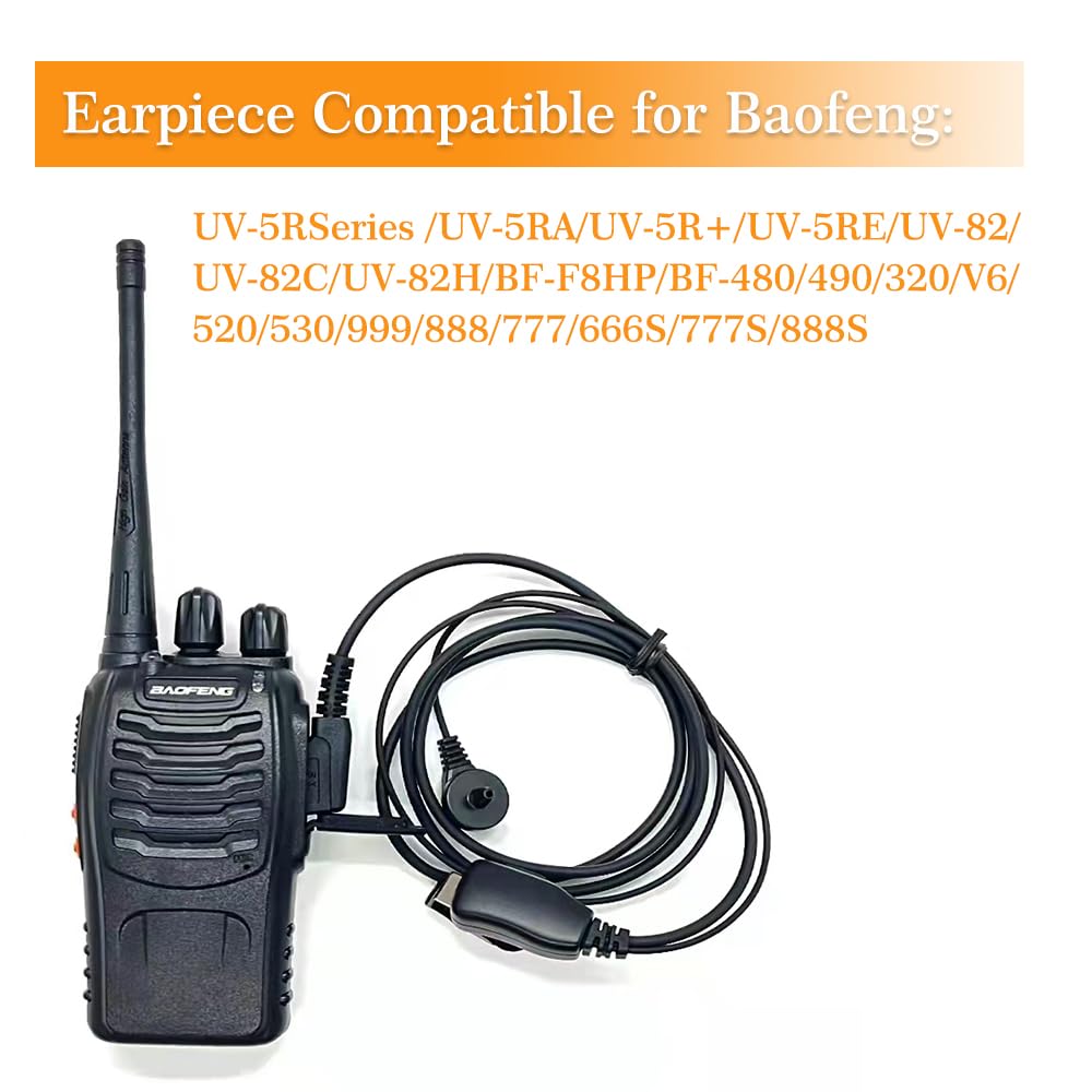 Walkie Talkies Earpieces(2 Packs) With Mic 2 Pin Covert Air Acoustic Tube Headset For Baofeng Uv 5R Bf 888S Bf F8Hp Retevis H 77