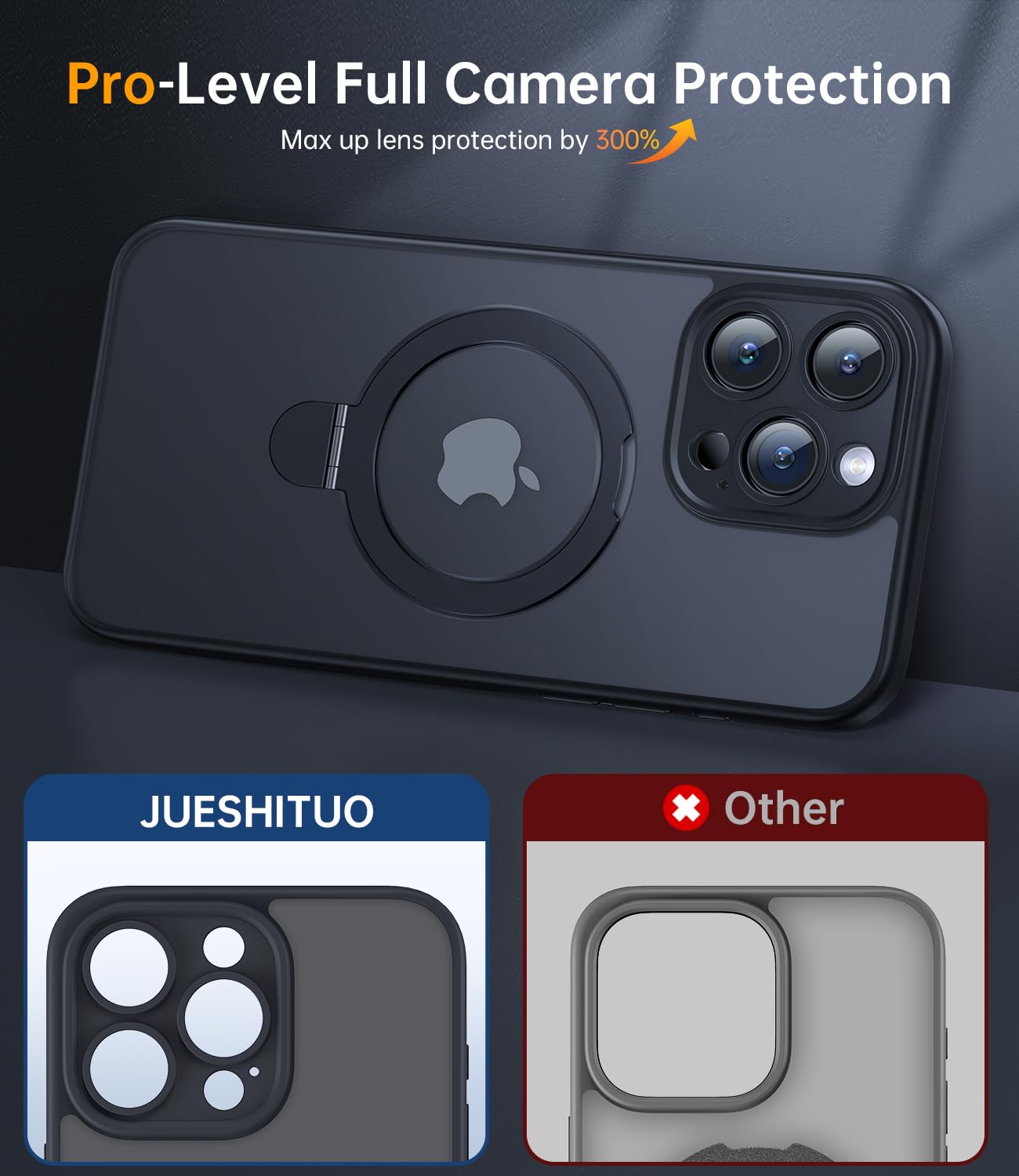 Jueshituo For Iphone 15 Pro Case With Magnetic Stand [Full Camera Protection] [Compatible With Magsafe] Mil Grade Shockproof Sli