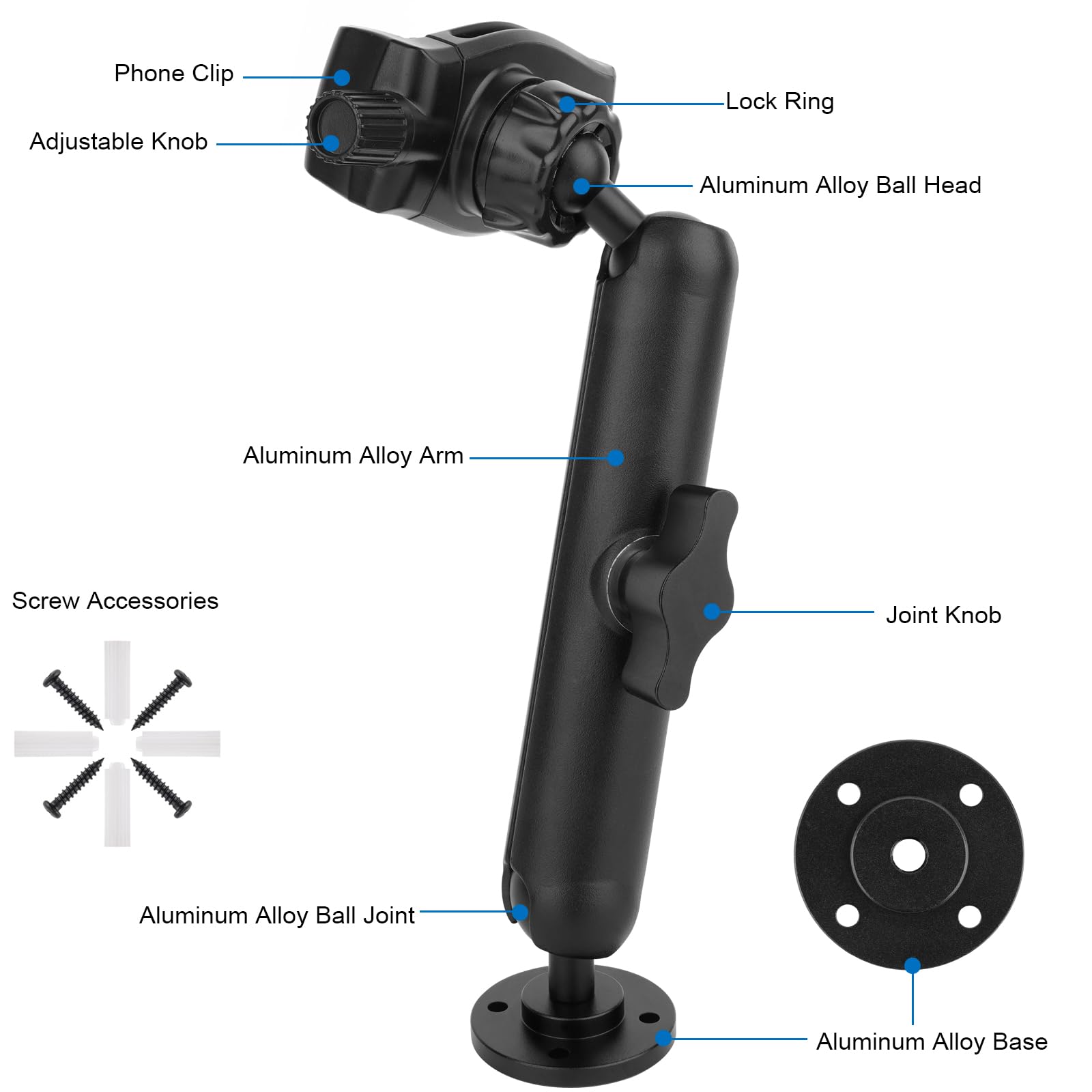 Mippko Wall Mount Phone Holder For Truck/Car/Boat/Wall/Desk,Compatible With 3.5~7.5 Inch Iphone/Nexus/Htc/Lg/Huawei/Smart Phones