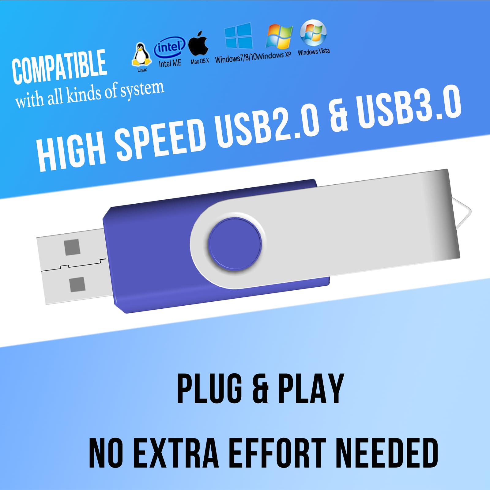 16Gb Flash Drive Usb 3.0 10 Pack, Usb Drive 16Gb Usb3.0 High Speed 10 Pcs Memory Stick Jbos Swivel Thumb Drives Gig Stick Pen Dr