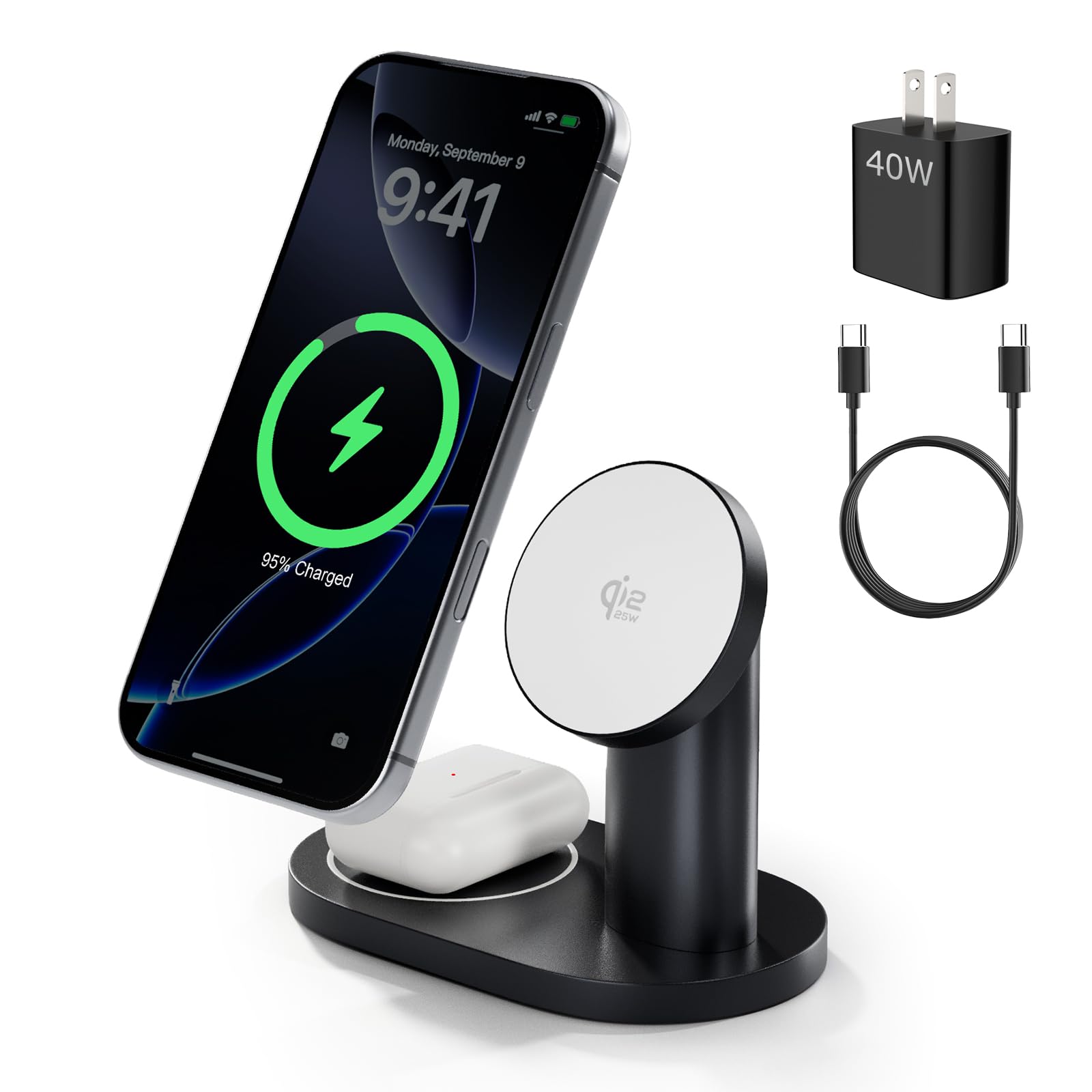 ModiTech Qi2.2 25W Fast Charging Station, 2 in 1 Charger Stand