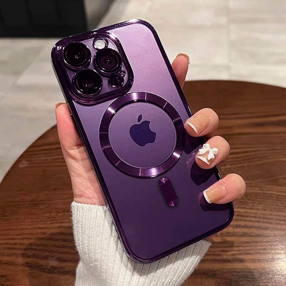Ziye Magnetic Case For Iphone 14 Pro Case [Compatible With Magsafe] Camera Lens Protector Plating Luxury Cover For Women Men Cle