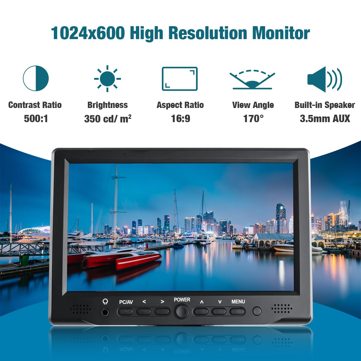 Hosyond 7 Inch Small Monitor Tft Lcd Display 1024X600 Hdmi Mini Portable Screen For Pc/Tv/Camera/Gaming/Raspberry Pi