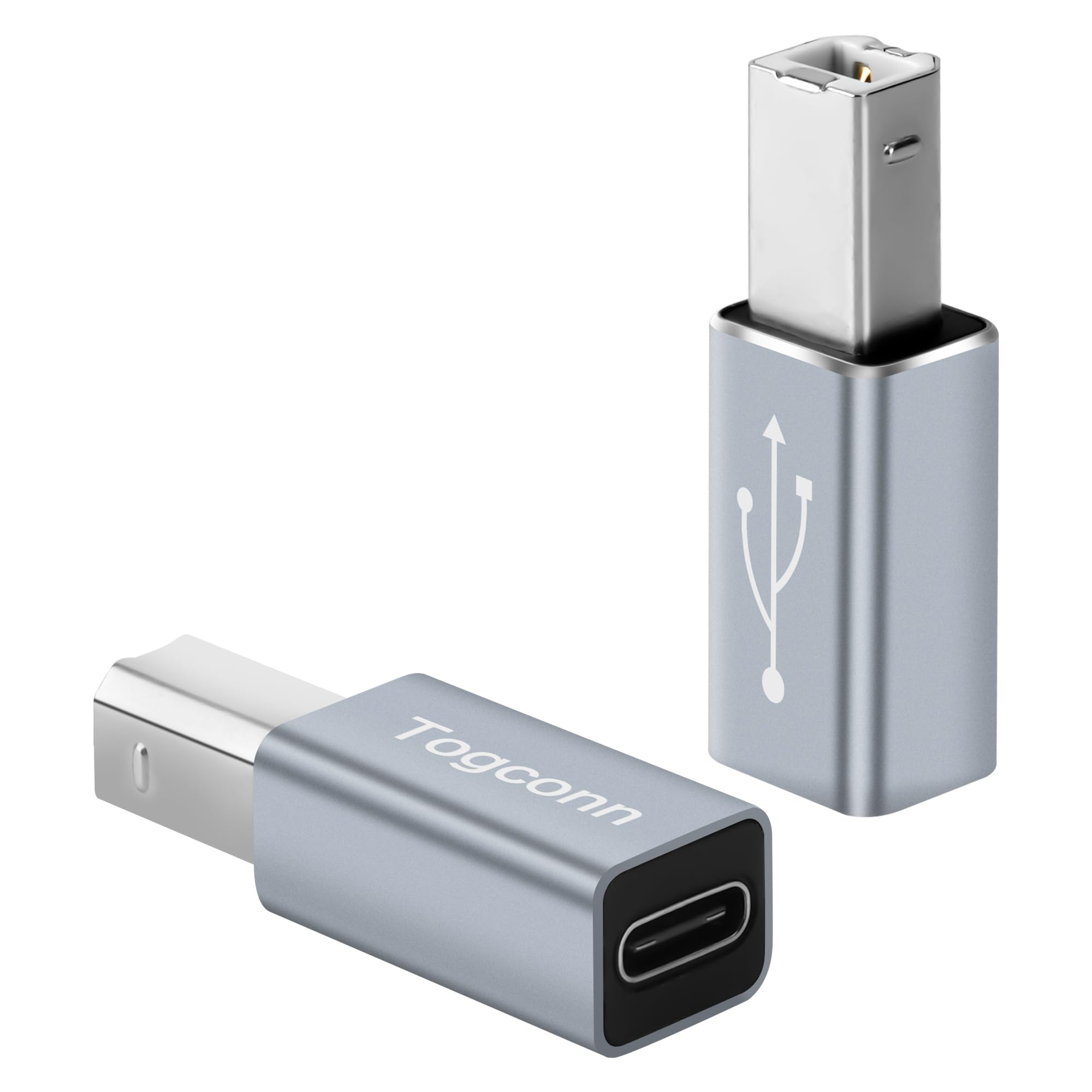 Togconn USB C to Printer Adapter (2 Pack), USB Type-C Female to USB-B Male MIDI Converter Connector, Support Data Sync, Compatib
