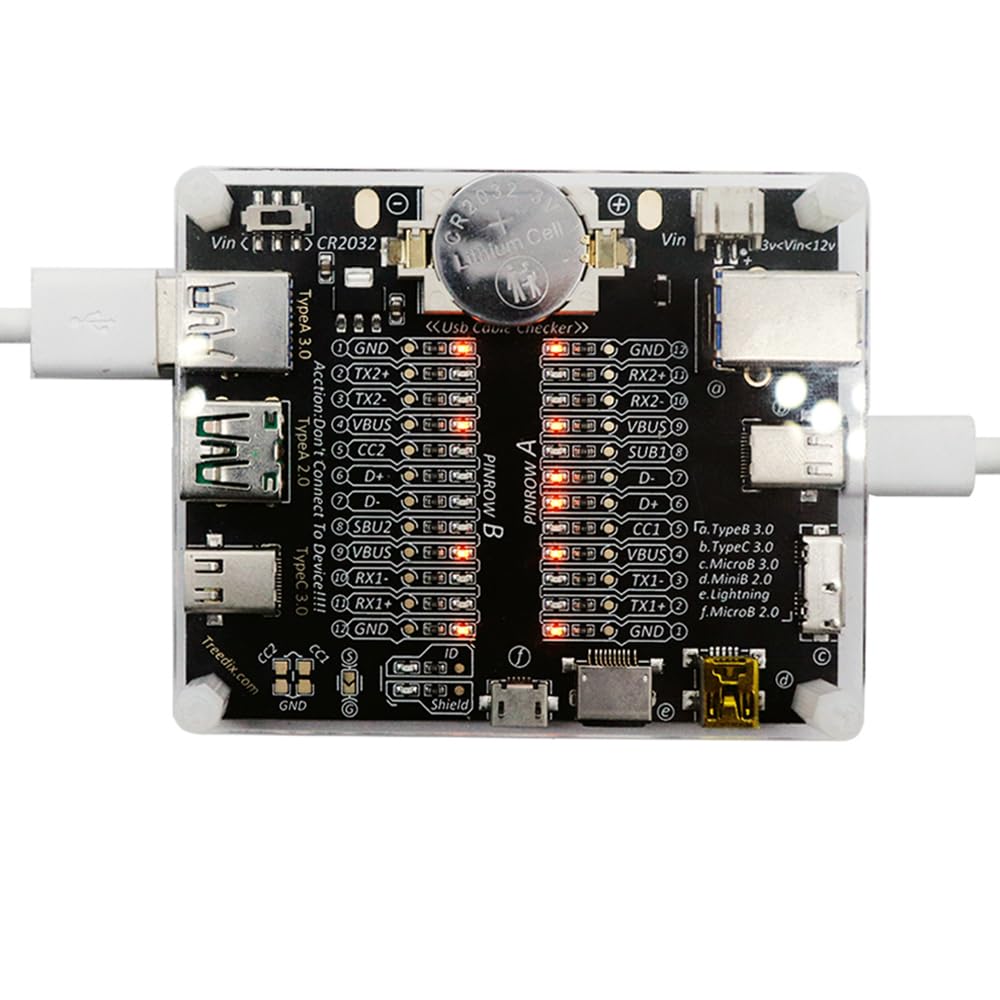 Treedix Usb Cable Tester Board Usb Cable Checker Data Wire With Acrylic Case Charging Test Data Line Type C Micro Type A Type B
