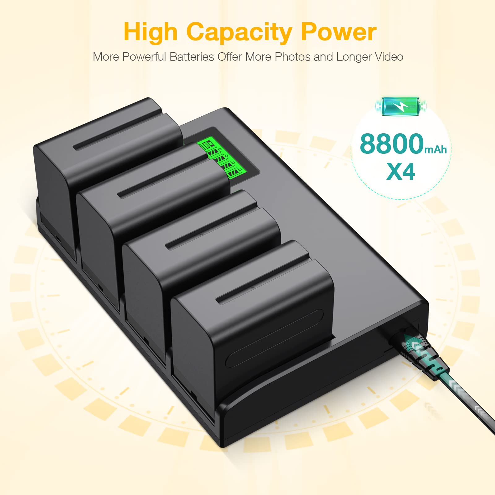 4 Pack Np F970 Batteries And 4 Channel Charger For Sony Np F970 Np F950 Np F960 Np F550 Np F330 Np F570 Battery And Sony Ccd Sc5