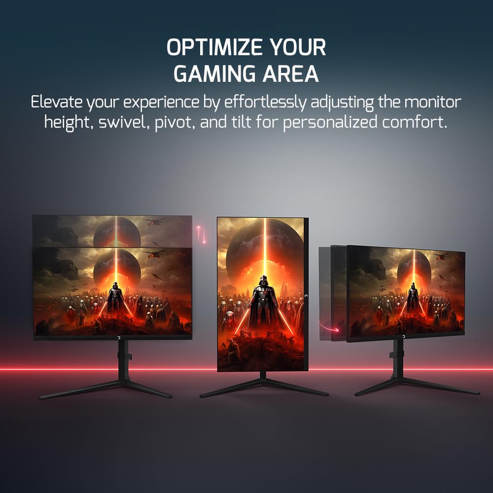 Gamepower Rapid 27 Inch Gaming Monitor 360Hz 1Ms, 1080P Flat Ips, Hdr10 Height/Tilt/Swivel/Pivot Adjustable Rgb Anti Glare Displ