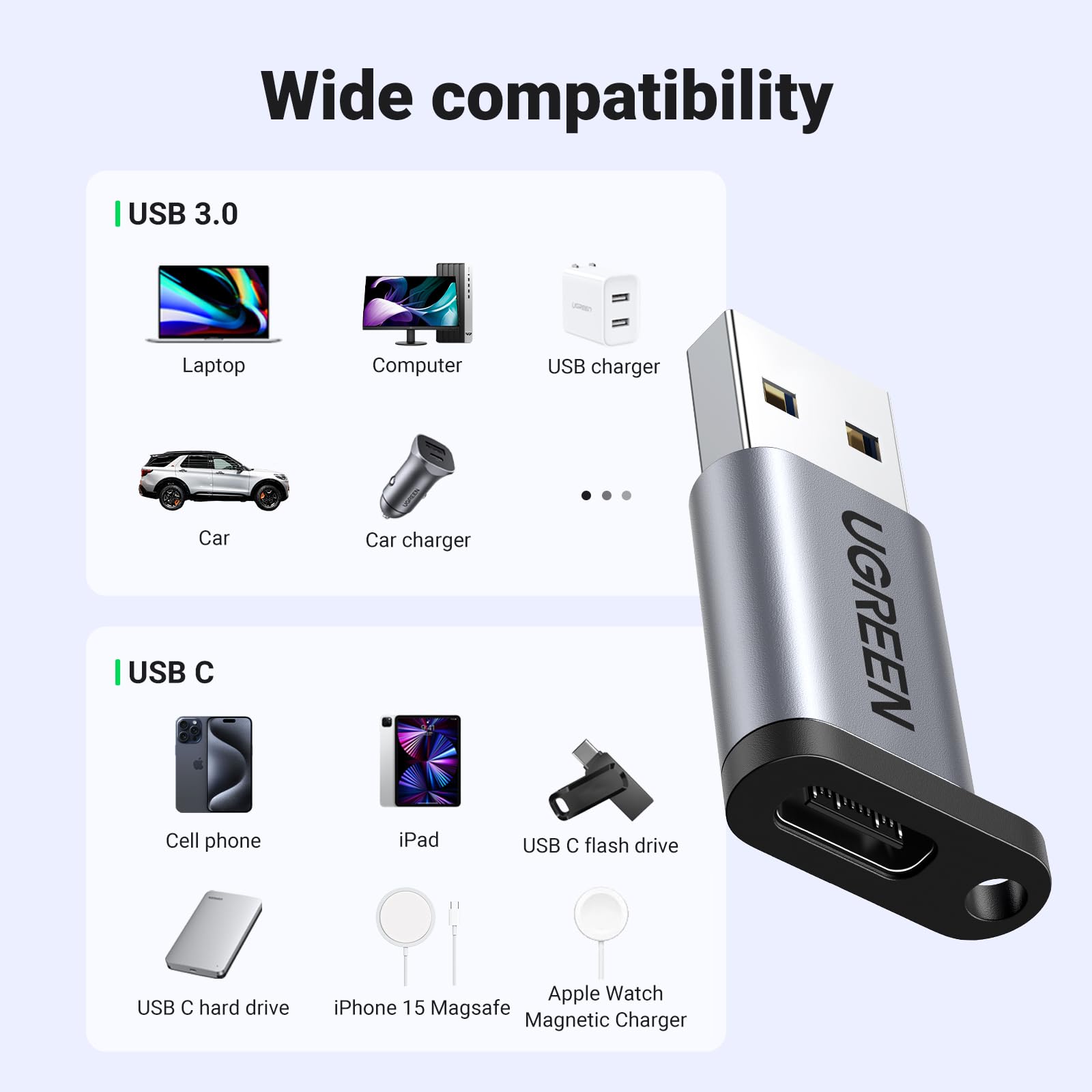 Ugreen Usb C Female To Usb Male Adapter Type C To Usb A Charger Cable Converter Compatible With Apple Watch Iphone 15 14 13 Airp