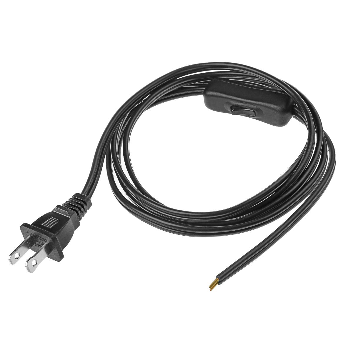 Lamp Cord Has Button Switch Ul304 2A/120V,Plug,Stripped Ends Ready For Wiring 18 Awg Spt 2, Black (12Ft)