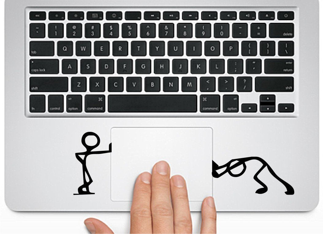 Cute Cartoon  Pushing And Standing Silhouette   Macbook Trackpad Laptop.G1 A24