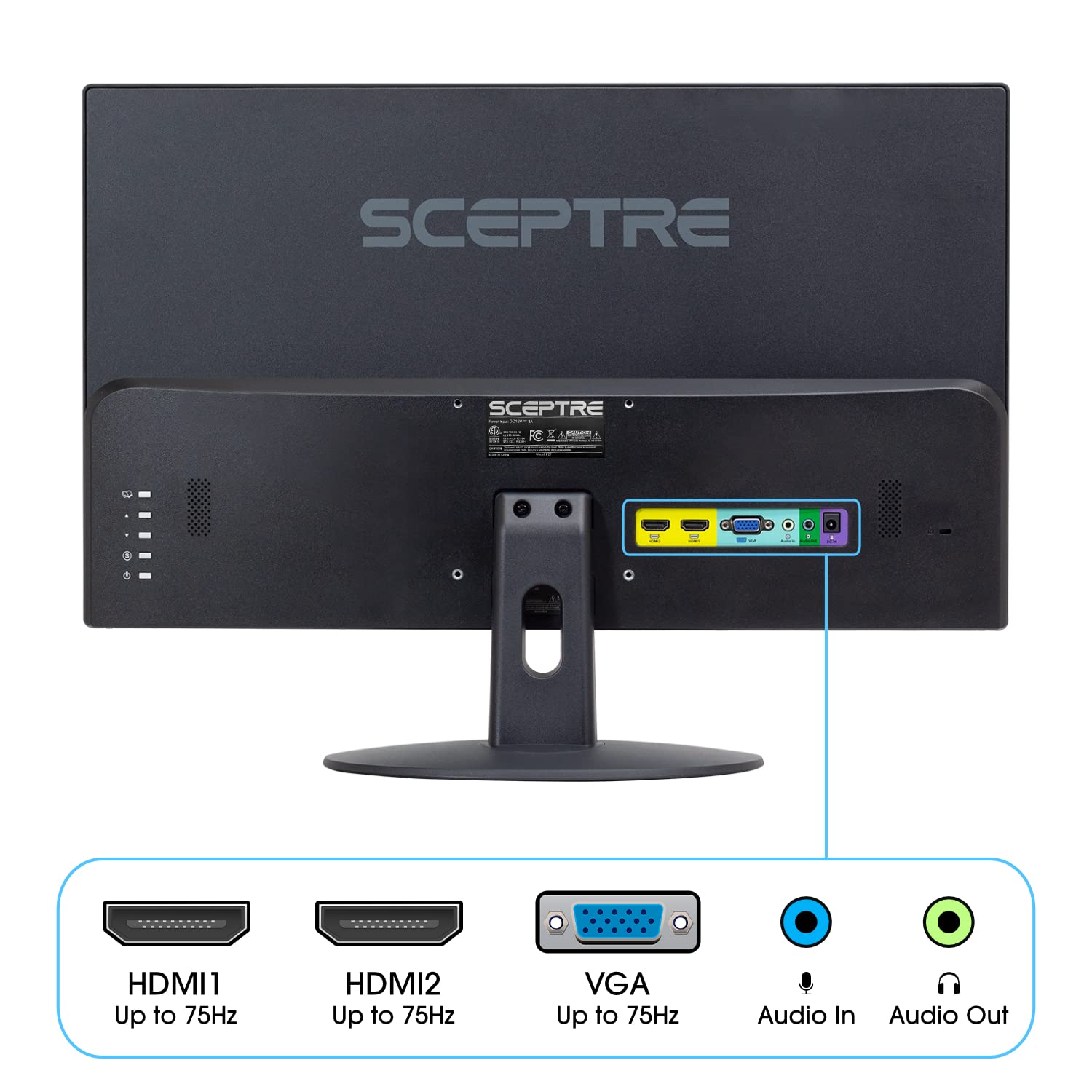 Sceptre E249W-19203R 24-Inch Fhd Led Gaming Monitor 2X Hdmi Vga 75Hz Build-In Speakers, Machine Black