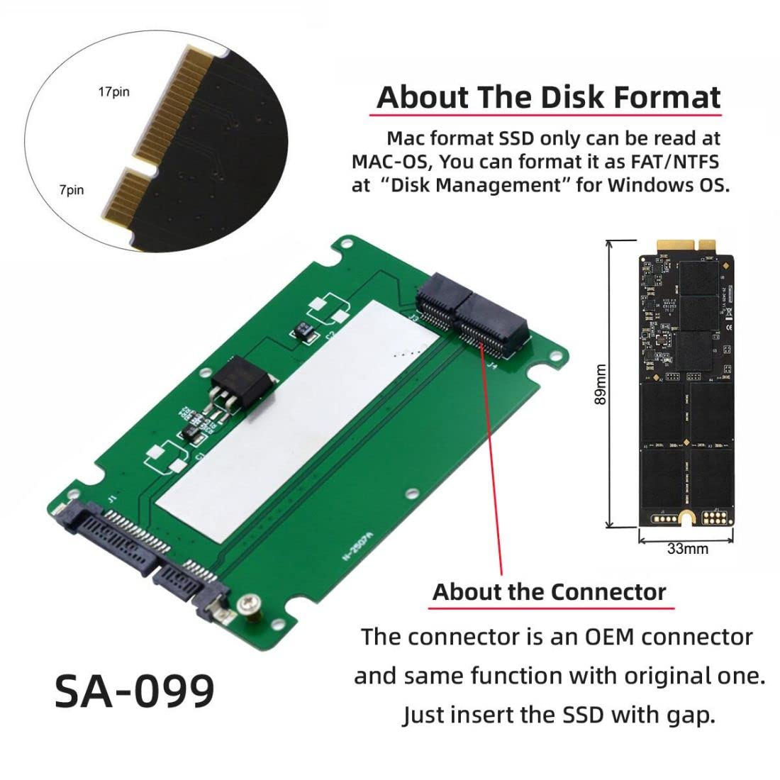 Chenyang 17+7Pin Mac Ssd To 2.5'' Sata Hard Disk Drive Case Enclosure Adapter For 2012 Retina Pro Imac Ssd