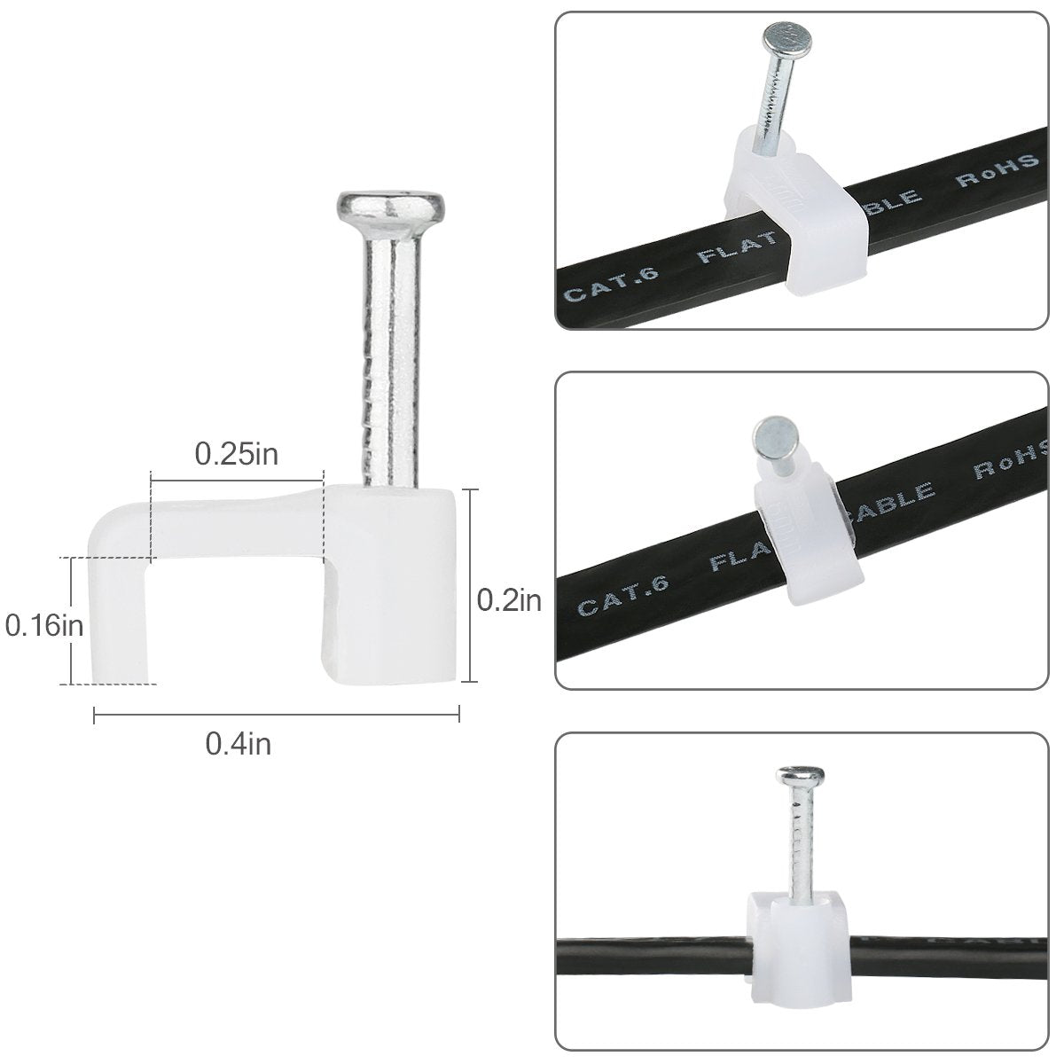 Ethernet Cable Clips Jadaol 200 Pieces For Cat 6 Flat Cables White   7.5 Mm