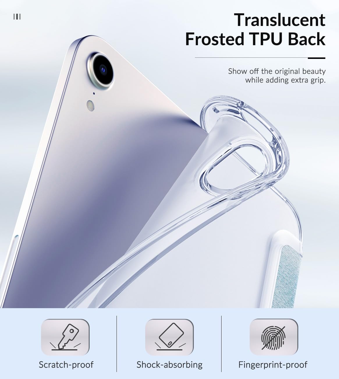 MoKo Case Fit New iPad Mini 7 (A17 Pro) 2024, iPad Mini 6th Generation Case 2021 (8.3 inch), iPad Mini 6 Case, Soft TPU Translucent Frosted Back Cover Case for iPad Mini 7th, Peach Blossom