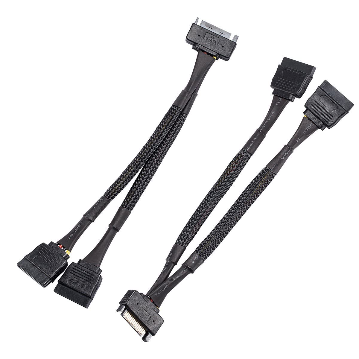 Zheino Sata Power Splitter Cable (2 Pack) Ssd Power Cable Hdd Power Cable Hard Drive Power Cable 6 Inch/15Cm Sata 15 Pin Male To