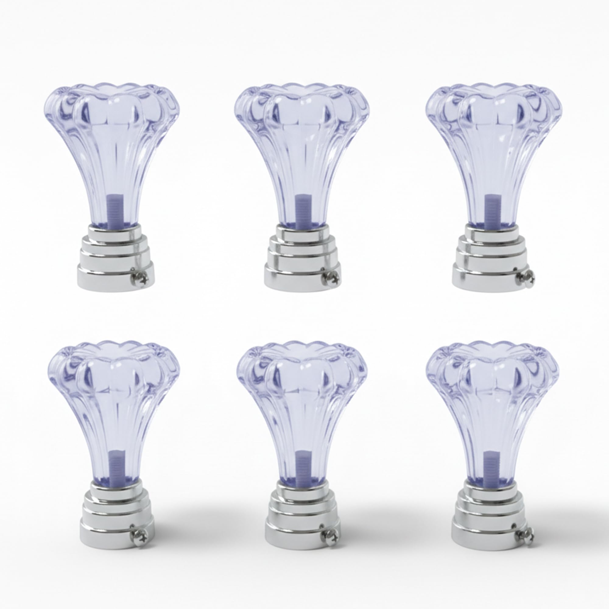 Atlantic Curtain Rod Finials Set Of 6  Flower Style Decorative Textured Resin Finials For Standard Drapery Rods, Amethyst Purpl