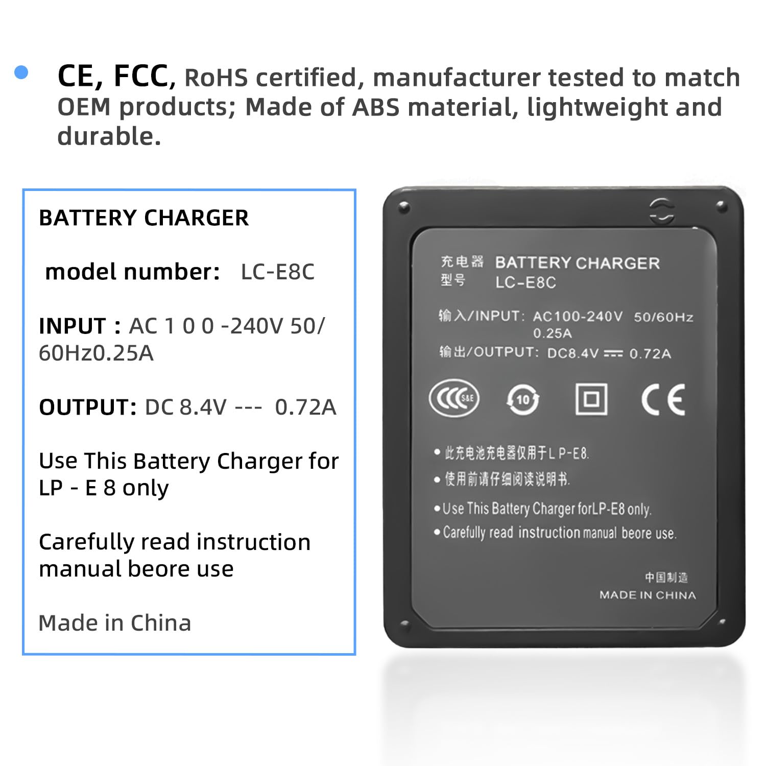 Kwtoul Replacement Lp E8 Charger, Lp E8 Camera Battery Charger Compatible With Canon Eos Rebel T2I, T3I, T4I, T5I, 550D, 600D, 6