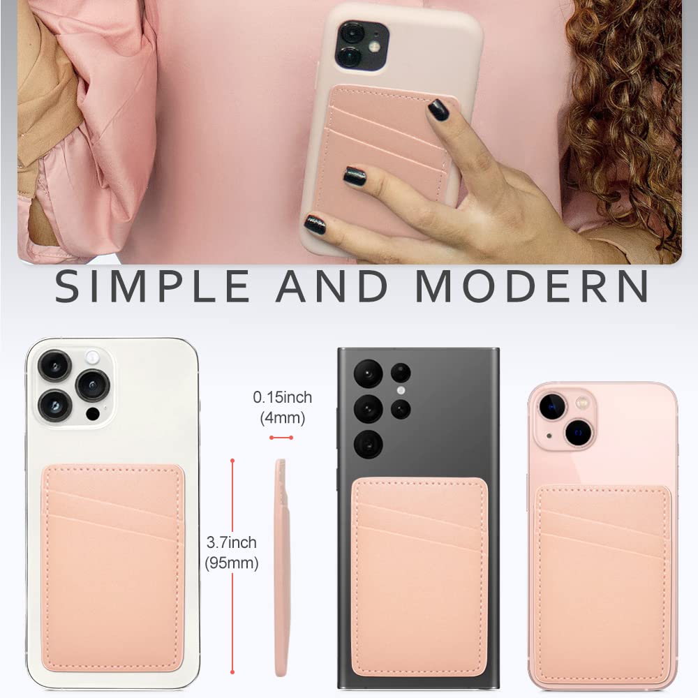 Phone Wallet Stick On, Leather Phone Card Holder, Credit Card Holder For Phone Case Compatible With Iphone, Samsung, Android And