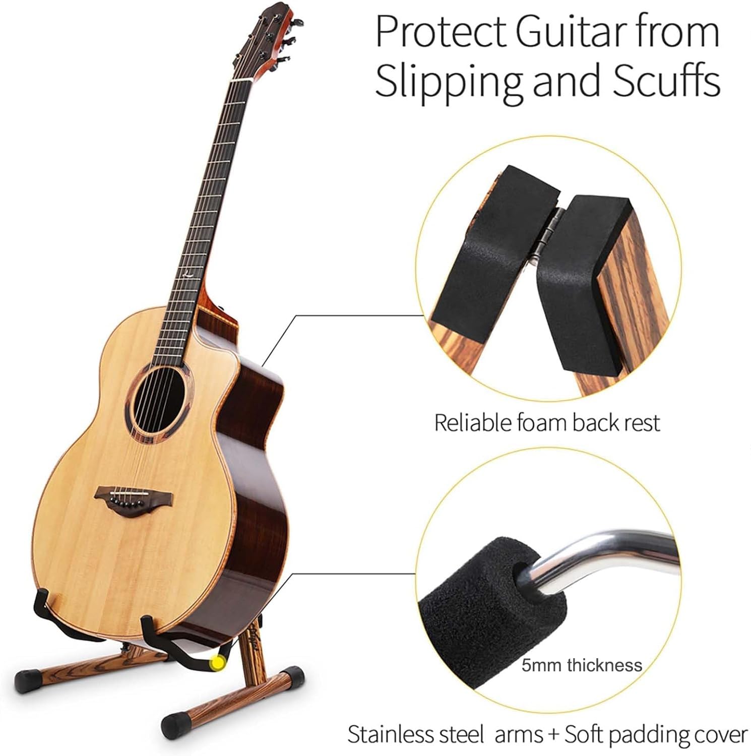 Snigjat Wood Guitar Stand, Acoustic Guitar Stand With Padded Foam, Classical Electric Guitar Stand, A-Frame Folding Bass Guitar