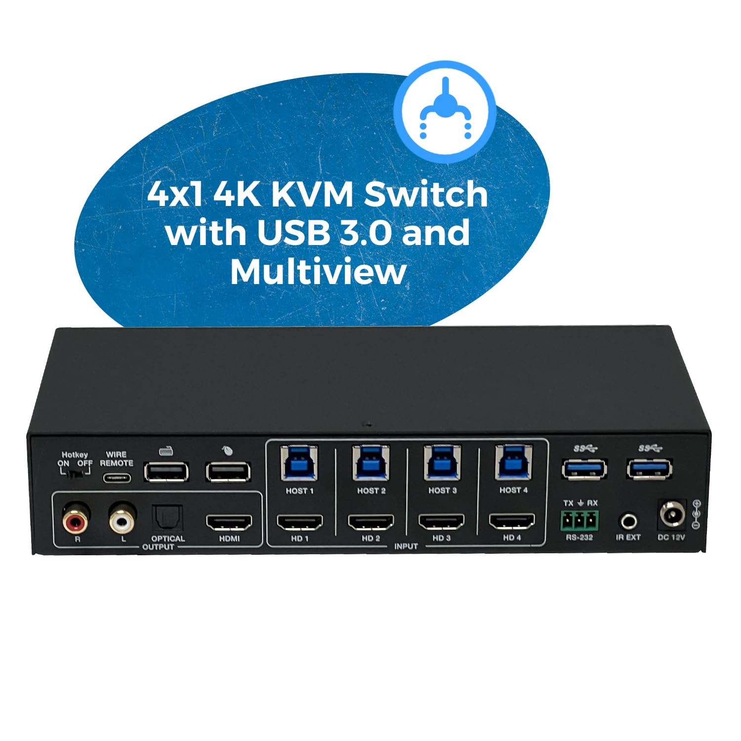 4X1 Kvm Hdmi Seamless Switch Multiviewer By Orei, Share Multiple Devices, Pc, Computers, Phones, Gaming On One Display Monitor,