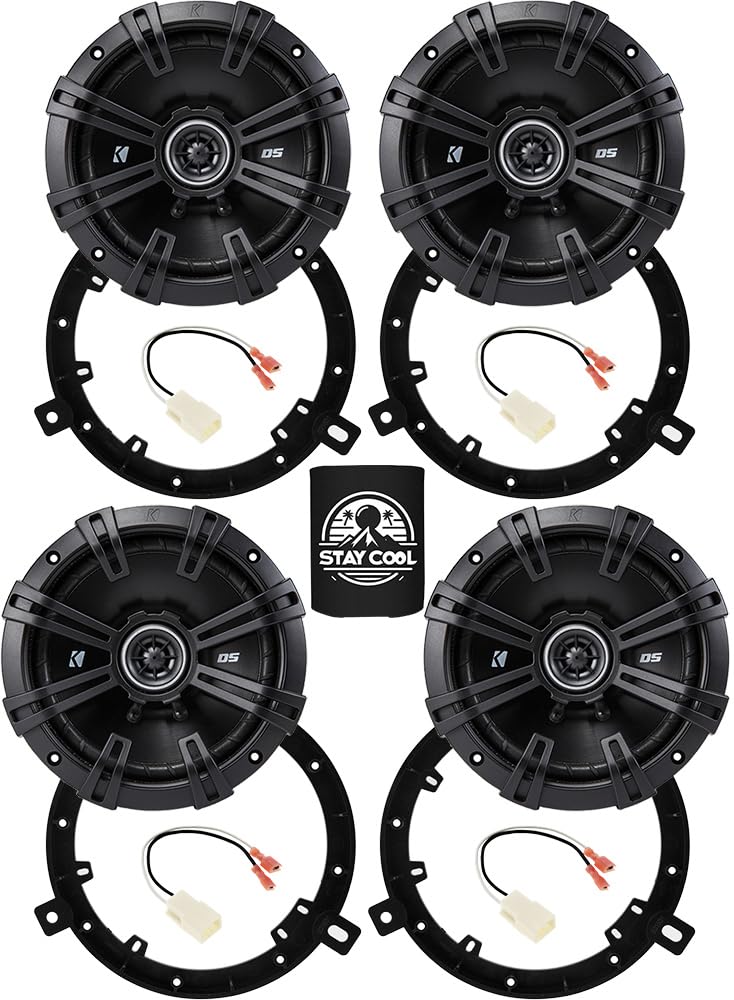 KICKER Front and Rear Door 6.5 Speakers Kit for Jeep Liberty 2002-2012 Upgrade Kit - 2 Pairs of DS Series 6 1/2 Inch Coaxial Spe