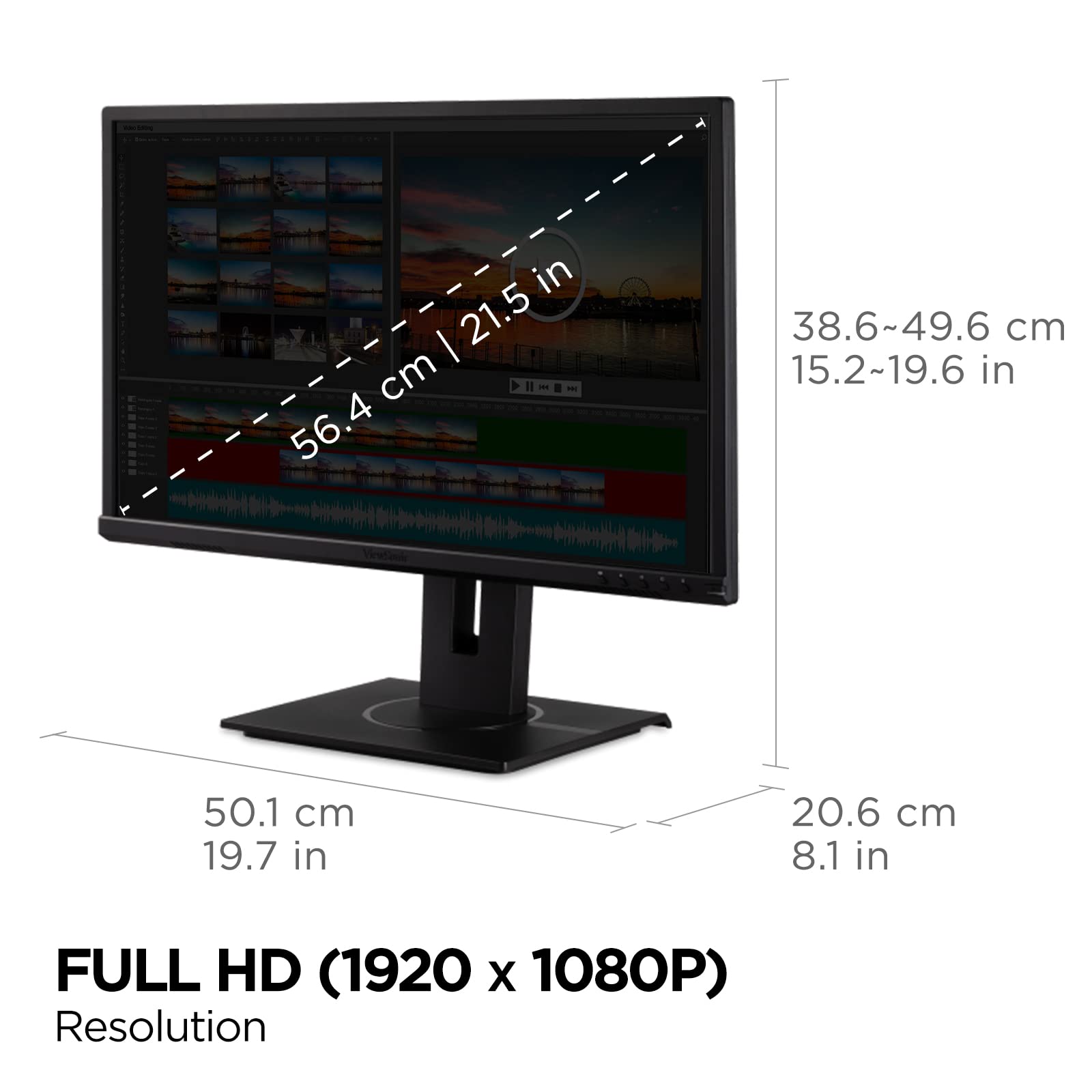 Viewsonic Vg2240 22 Inch 1080P Ergonomic Monitor With Integrate Usb Hub Hdmi Displayport Vga Inputs For Home And Office