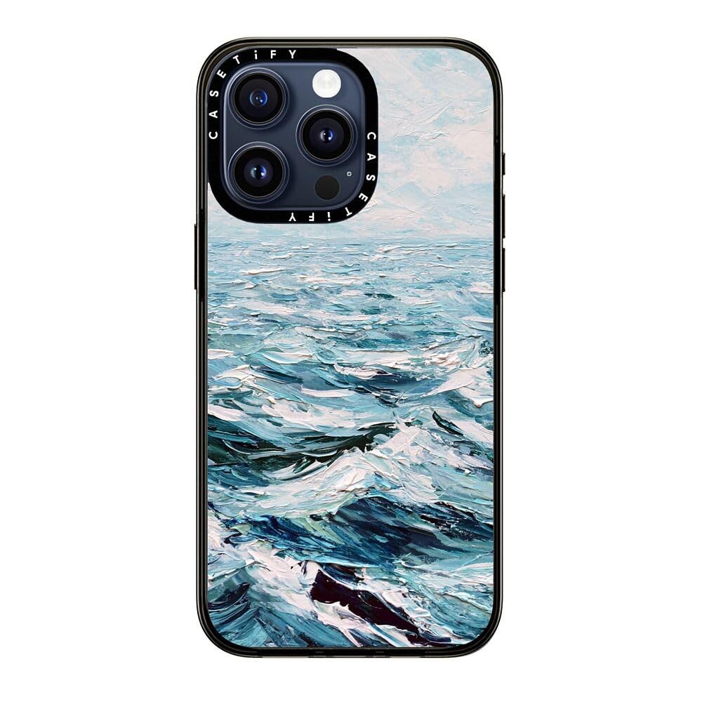 Casetify Compact Case For Iphone 15 Pro Max [2X Military Grade Drop Tested / 4Ft Drop Protection]   Deep Blue Sea   Clear Black