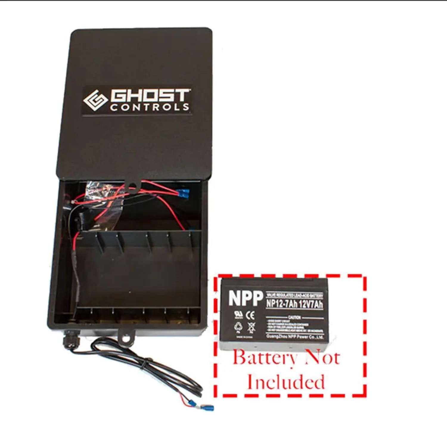 GHOST CONTROLS ABBT Battery Box Kit For Vehicular Swing Gates Or Deer Feeders (Kit With 0 Batteries), Black - ABBT-NB