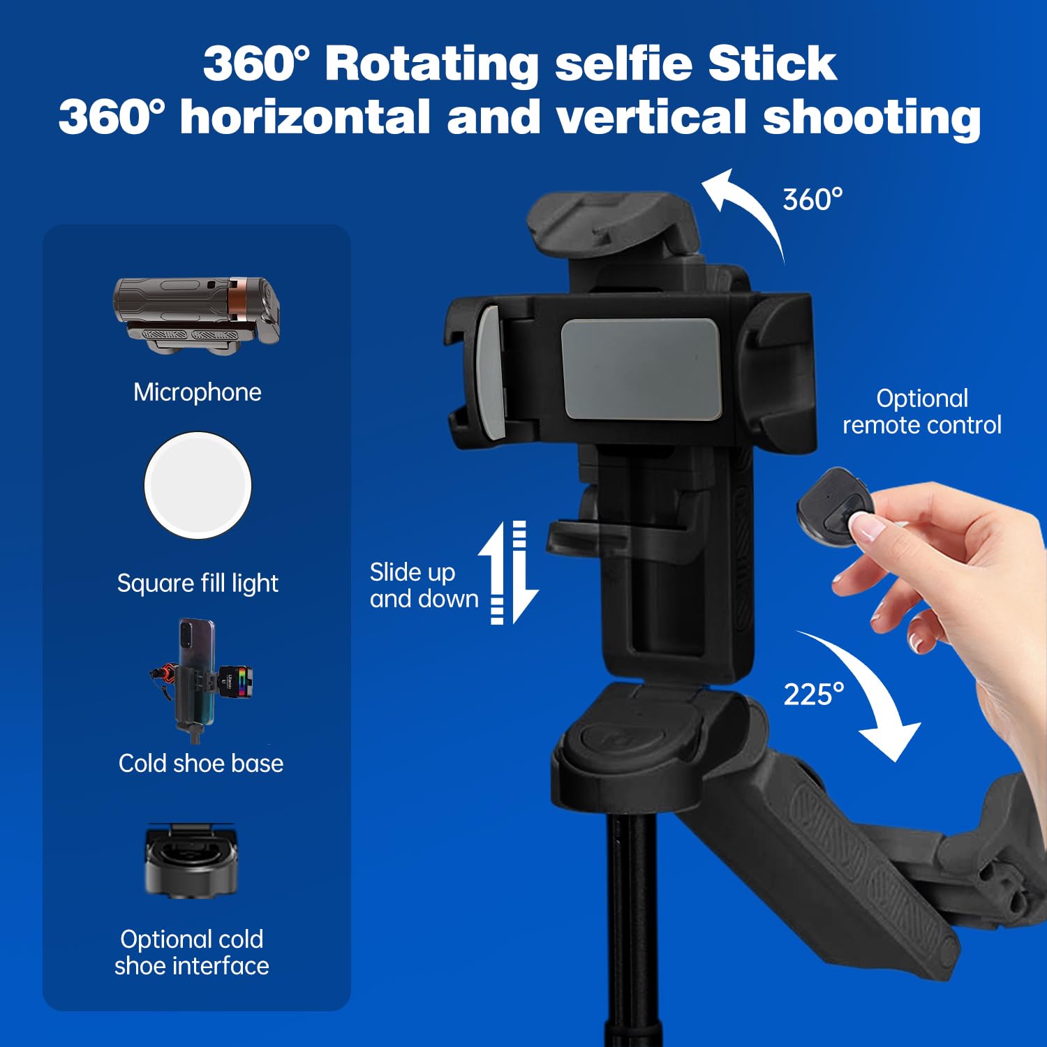 Hytamy Selfie Stick Tripod, Portable Pocket Size Selfie Stick, Extendable Detachable Cell Phone Tripod With Wireless Detachable